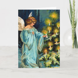 "Angel and Christmas Tree"  Feestdagen Kaart