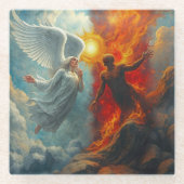 ANGEL AND DEVIL GLAZEN ONDERZETTER (Voorkant)