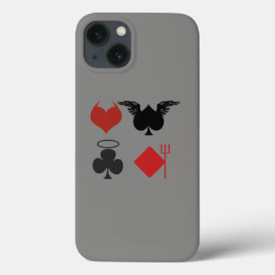 Angel and Devil Kaart Suits Donkergrijze iPad Case