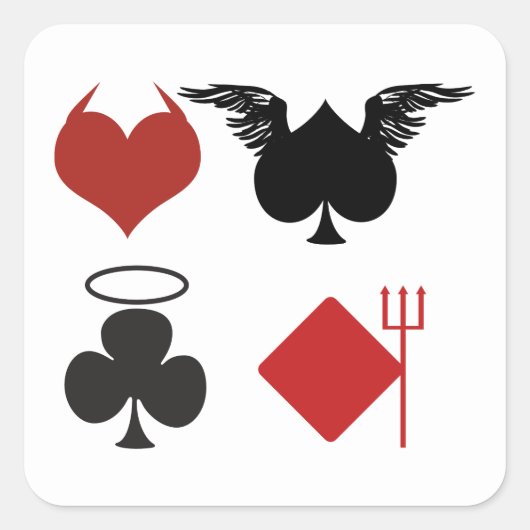 Angel and Devil Kaart Suits Square Sticker (Voorkant)