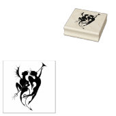 Angel and Devil Silhouette Wood Art Stamp Rubberstempel (Gestempeld)