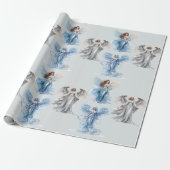 Angel Angelic Kerstmis Winter Vakantie Cadeaupapier (Uitgerold)