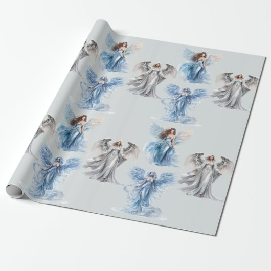Angel Angelic Kerstmis Winter Vakantie Cadeaupapier (Uitgerold)