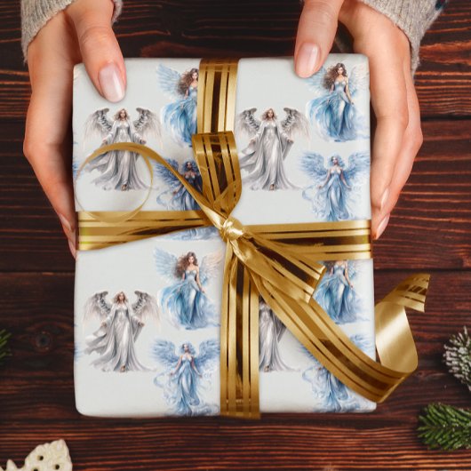 Angel Angelic Kerstmis Winter Vakantie Cadeaupapier
