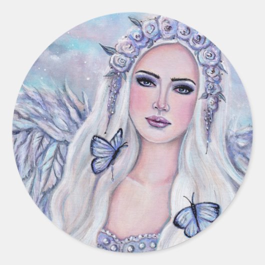 Angel art A new Beginning door Renee Lavoie Ronde Sticker (Voorkant)