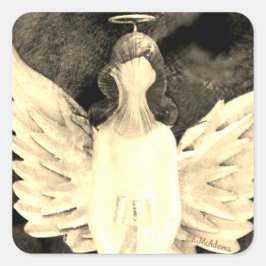 Angel Art Wings Halo Mooie Art Beige Bruin Vierkante Sticker