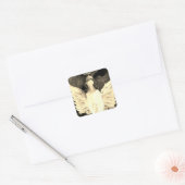 Angel Art Wings Halo Mooie Art Beige Bruin Vierkante Sticker (Envelop)
