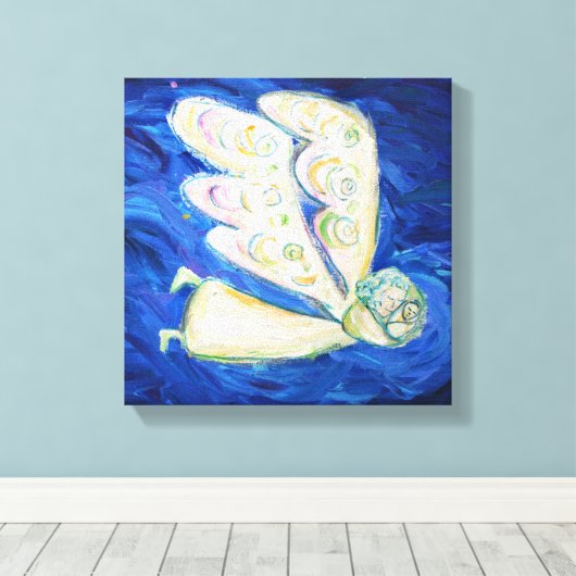 Angel & Baby Art (12-inch x 12-inch vierkant - Ran Canvas Afdruk (Insitu (Houten vloer))