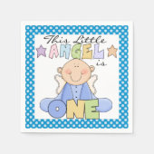 Angel Baby Boy 1e Verjaardag Papier Servetten (Voorkant)