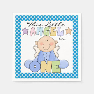Angel Baby Boy 1st Birthday Paper Napkins Servetten