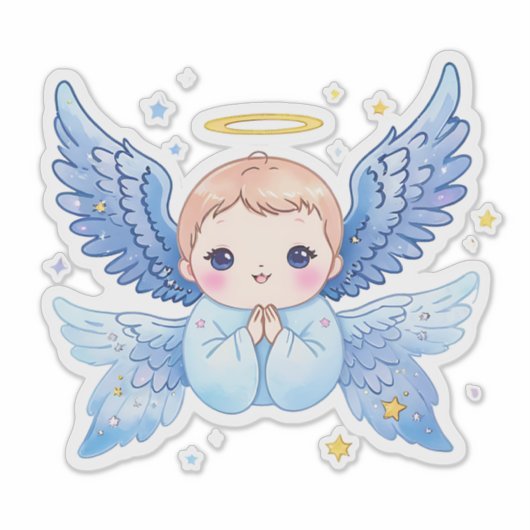 Angel Baby Boy Sticker (Voorkant)