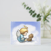 Angel baby en teddybeer briefkaart (Staand voorkant)