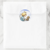 Angel baby en teddybeer ronde sticker (Tas)