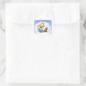 Angel baby en teddybeer ronde sticker (Tas)