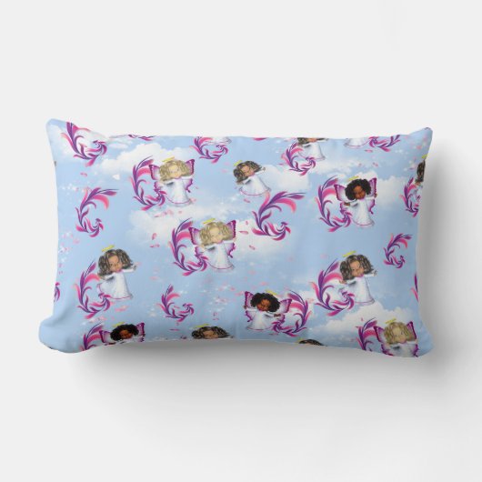 Angel Baby Girls vliegen onder de wolken Kussen (Voorkant)