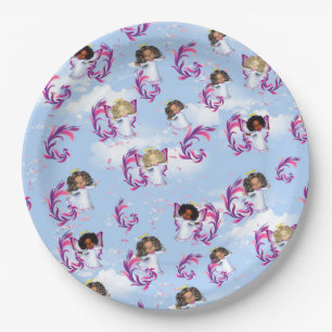 Angel Baby Girls vliegen onder de wolken Papieren Bordje