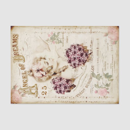  Angel Baby Musical Notes Tissuepapier (Voorkant)