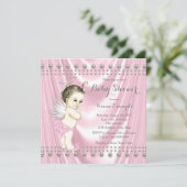 Angel Baby Satin en Pearl Baby shower Kaart (Staand voorkant)