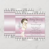 Angel Baby shower roze en grijs Kaart (Voorkant / Achterkant)