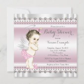Angel Baby shower roze en grijs Kaart (Voorkant)