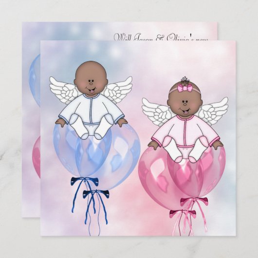 Angel Balloons Afro-Amerikaanse geslachtsonthullin Kaart (Voorkant / Achterkant)