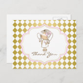Angel Bedankt Briefkaart-Gold & Pink Briefkaart (Voorkant / Achterkant)