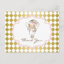 Angel Bedankt Briefkaart-Gold & Pink Briefkaart