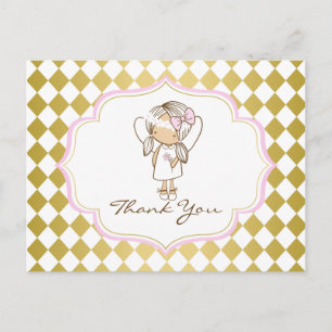 Angel Bedankt Briefkaart-Gold & Pink Briefkaart