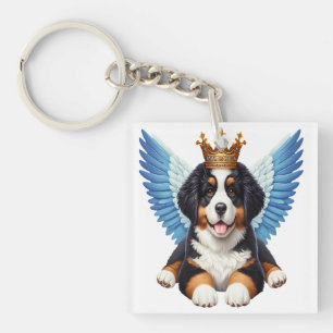 Angel Bernese Berg Hondenliefhebbers Berner Puppy Sleutelhanger