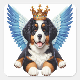 Angel Bernese Berg Hondenliefhebbers Berner Puppy Vierkante Sticker