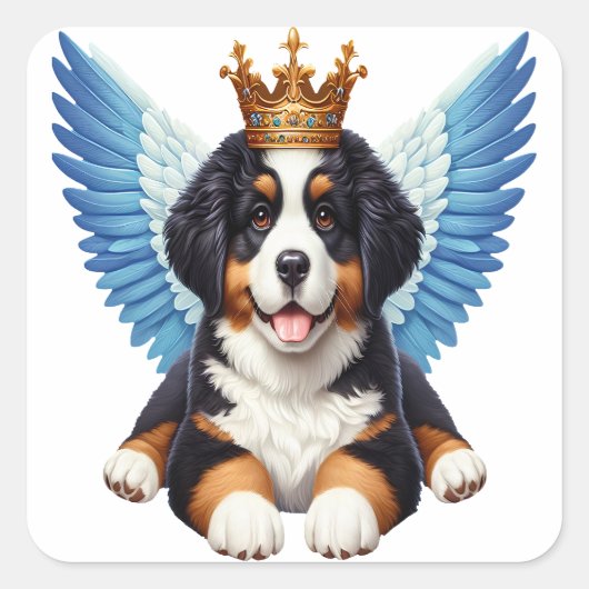 Angel Bernese Berg Hondenliefhebbers Berner Puppy Vierkante Sticker (Voorkant)