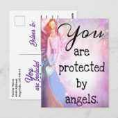 Angel Beschermde Kleurrijke Mooie Waterverf Kunst Briefkaart (Voorkant / Achterkant)