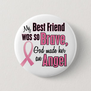 Angel BEST FRIEND Breast Cancer T-Shirts en Appare Ronde Button 5,7 Cm