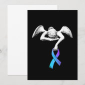 Angel bewaart Blauwgroen Paarse ribbon-zelfmoordpr Save The Date (Voorkant / Achterkant)