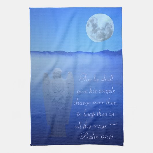 Angel Bible Quote Kitchen Towel Theedoek (Verticaal)