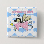 Angel Birthday Girl Button Badge (Voorkant)