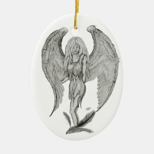 Angel Black en White Design Keramisch Ornament