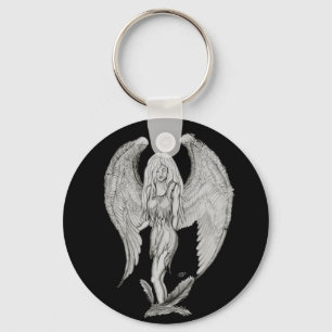 Angel Black en White Design Sleutelhanger