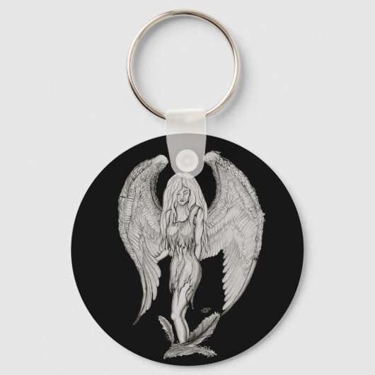 Angel Black en White Design Sleutelhanger (Voorkant)