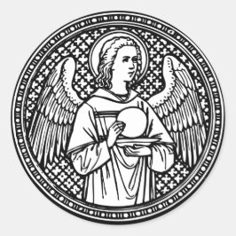 Angel Black en White met Host Religieuze Katholiek Ronde Sticker