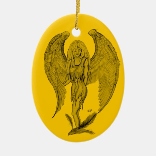 Angel Black en yellow design Keramisch Ornament (Voorkant)
