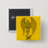 Angel Black en yellow design Vierkante Button 5,1 Cm (Voorkant /achterkant)