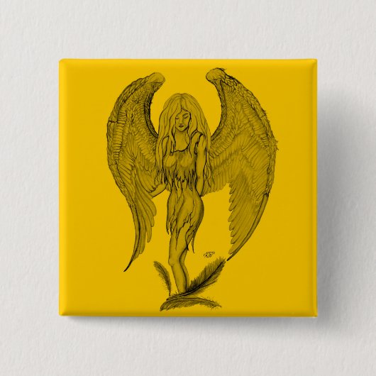 Angel Black en yellow design Vierkante Button 5,1 Cm (Voorkant)