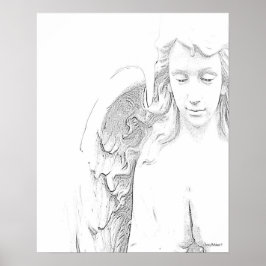 Angel Black White Wings Spirituele muurkunst Poster