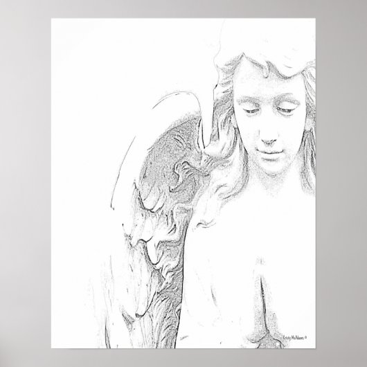 Angel Black White Wings Spirituele muurkunst Poster (Voorkant)