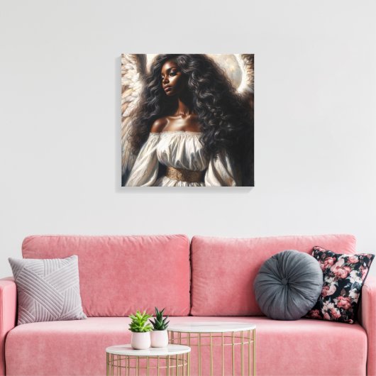 Angel Black Woman Canvas Afdruk (Insitu (Woonkamer))