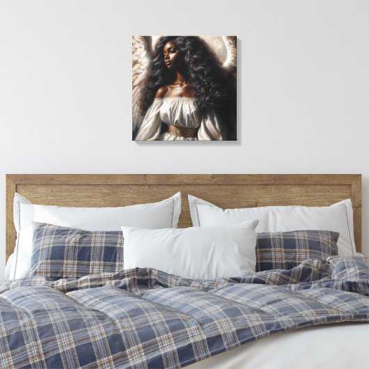 Angel Black Woman Canvas Afdruk (Insitu (Slaapkamer))