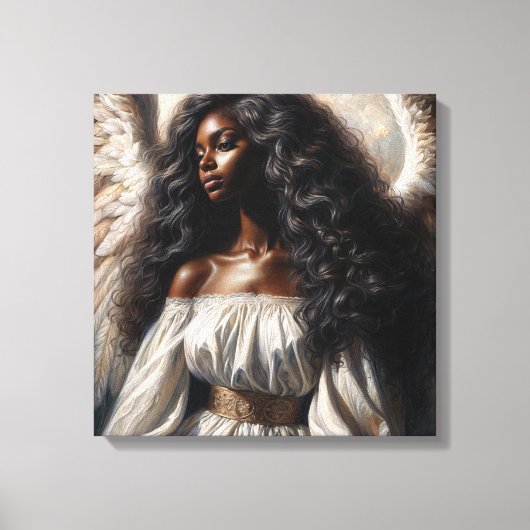 Angel Black Woman Canvas Afdruk (Voorkant)