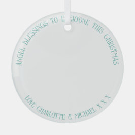 Angel Blessing Blauwgroen en aqua gekleurd Glas Ornament