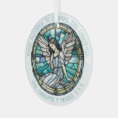 Angel Blessing Blauwgroen en aqua gekleurd Glas Ornament (Voorkant links)